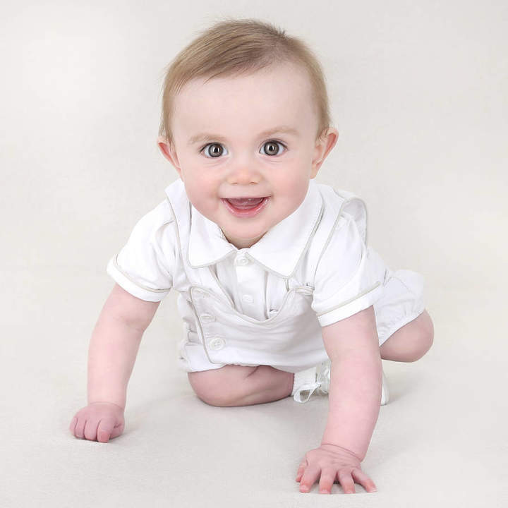 Chateau de Sable Baby Boy Christening Preppy Trimmed Body And Overall