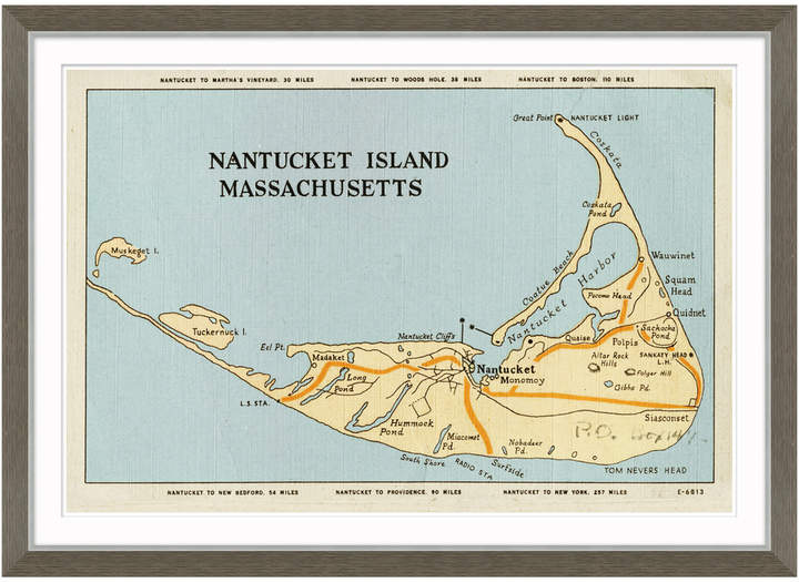 Marthas Vinyard Map (Framed Giclee)