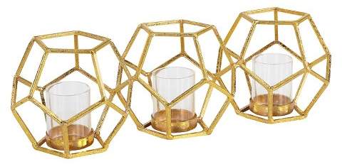 Danya B. Sparkling Polyhedron Triple Candle Holder Gold - Danya B®