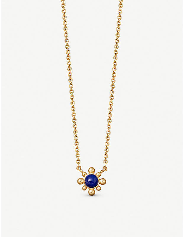 Floris mini 18ct yellow gold-plated lapis pendant necklace