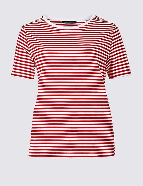 Pure Cotton Striped Short Sleeve T-Shirt