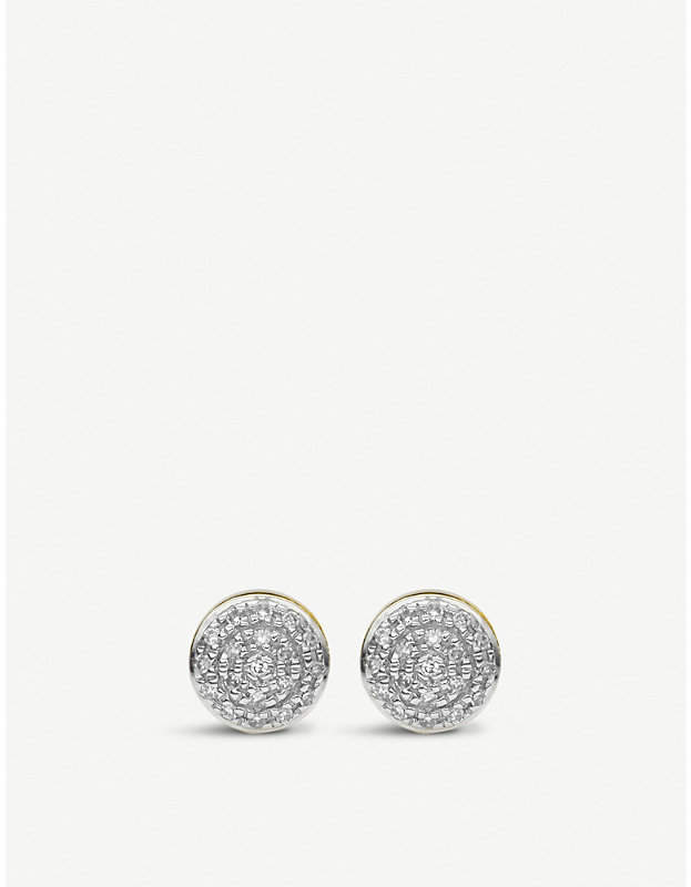 Fiji Button Mini Stud 18ct gold and diamond earrings