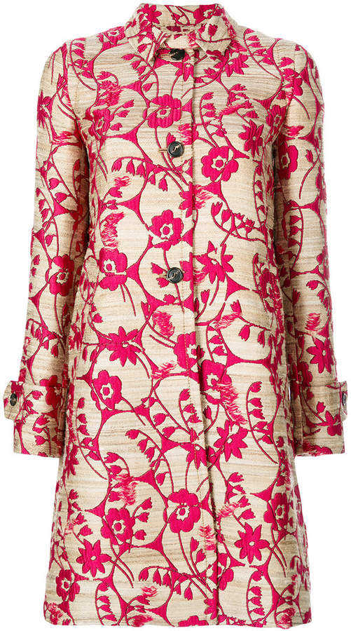 Jacquard-Seidenmantel mit Blumenmuster