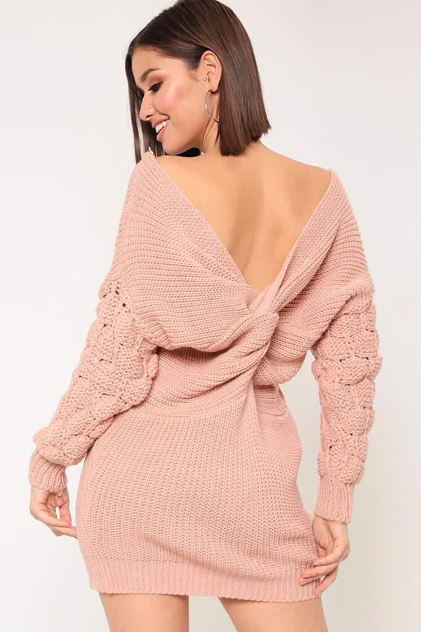 Isawitfirst Pink Bubble Sleeve Jumper Dress