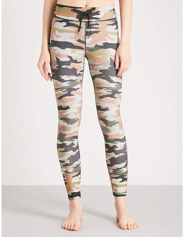Striped Camo Matte Midi stretch-jersey leggings