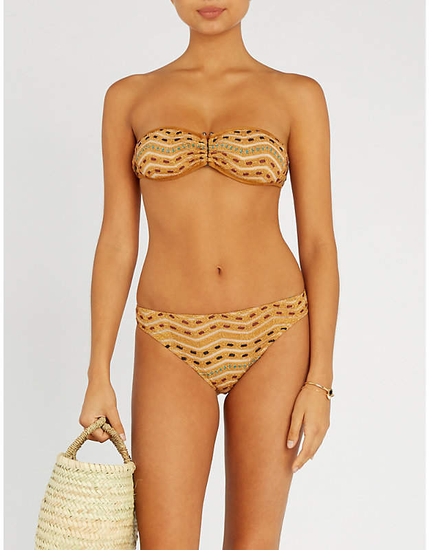 Wave-pattern bandeau bikini