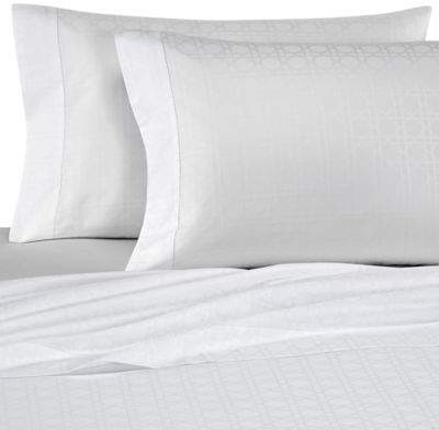 Fine Linens® Viennese Netting Jacquard Cotton King Flat Sheet in White