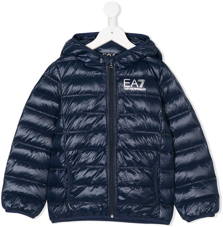 Ea7 Kids logo print padded jacket