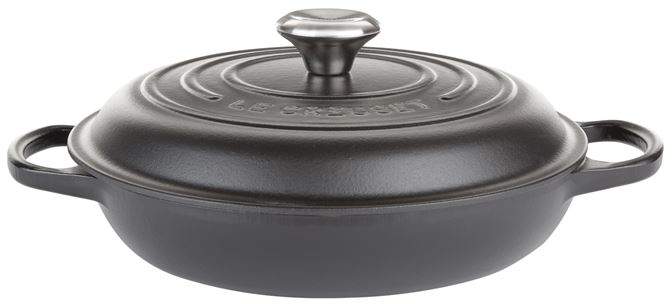 Satin Black Shallow Round Casserole Dish (26cm)