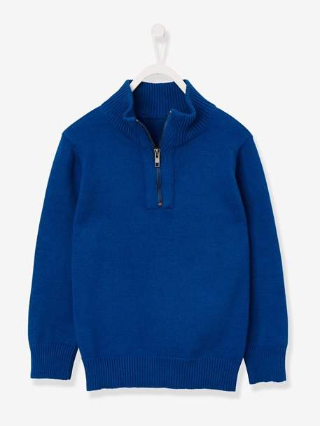 Boys' Funnel Neck Jumper - blue dark mixed color