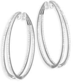 Diamond & 14K White Gold Hoop Earrings