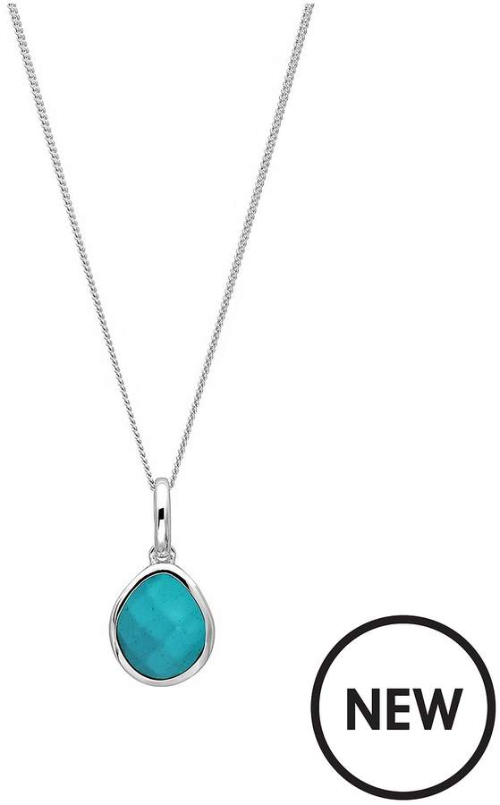 The Love Silver Collection STERLING SILVER ORGANIC OVAL TURQUOISE SEMI PRECIOUS DECEMBER BIRTHSTONE PENDANT