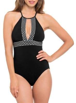 Hollywood One-Piece Halter Cutout Swimsuit