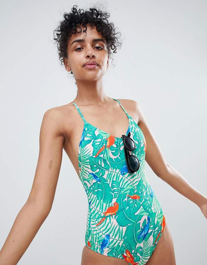 tropical bird print swimsuit in Parrotprint