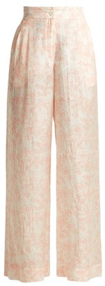 Thierry Colson Loulou Wide Leg Floral Print Silk Trousers - Womens - White Multi Thierry Colson Loulou Wide Leg Floral Print Silk Trousers - Womens - White Multi