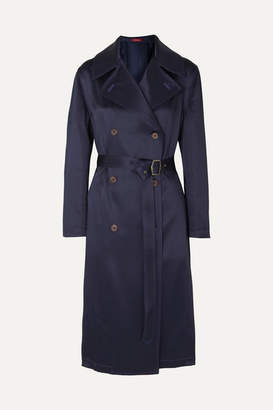 Sies Marjan Sigourney Double-breasted Satin-twill Trench Coat - Navy
