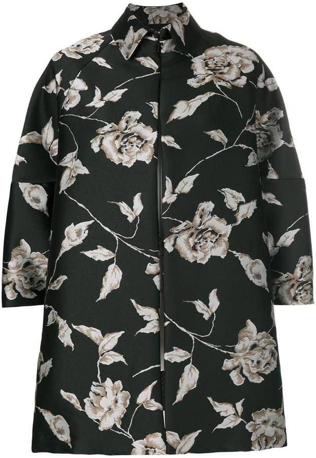 Oversized-Jacke mit Blumen-Print