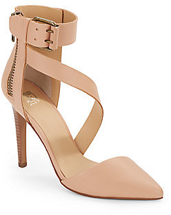 Ali Ankle-Strap D'Orsay Leather Pumps