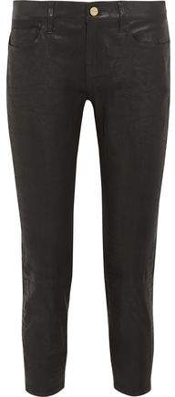 Cropped Leather Skinny Pants