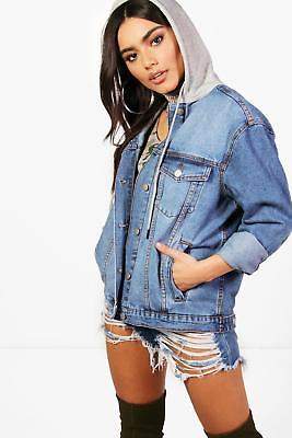 Damen Hannah Übergroße Jacke aus Denim mit Kapuze
