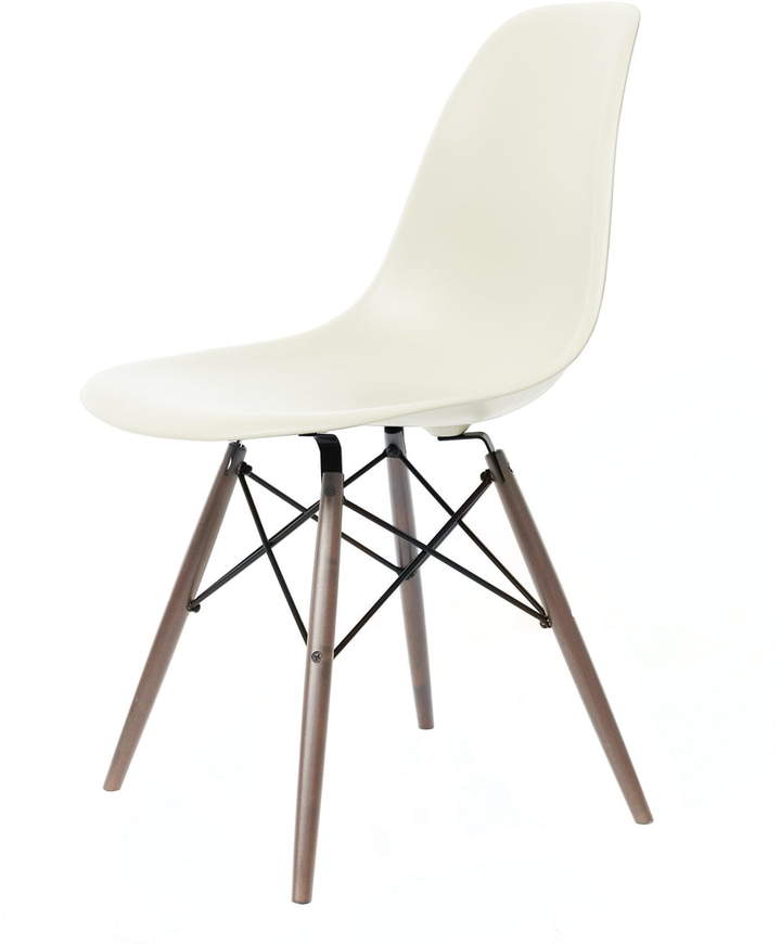 Eames Plastic Side Chair DSW (H 43 cm), Ahorn dunkel / Créme, Kunststoffgleiter basic dark