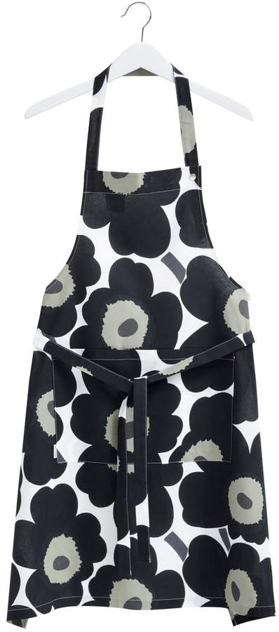 Pieni Unikko Schürze, weiß / Schwarz / olive