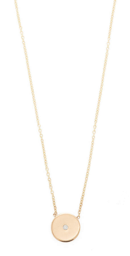Zoe Chicco 14k Gold Small Disc Diamond Necklace