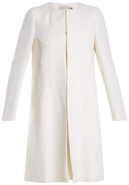 Fairfax collarless wool-crepe coat