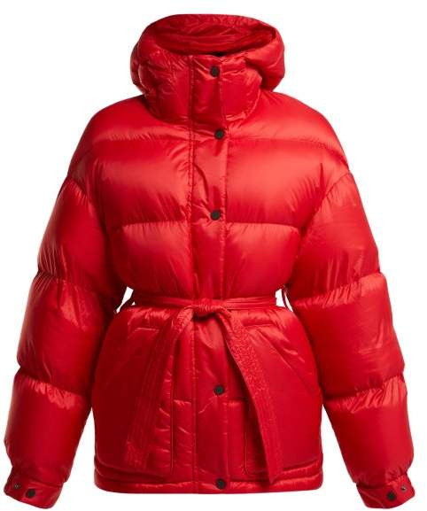 Perfect Moment - Hooded Quilted Down Ski Jacket - Womens - Red Multi