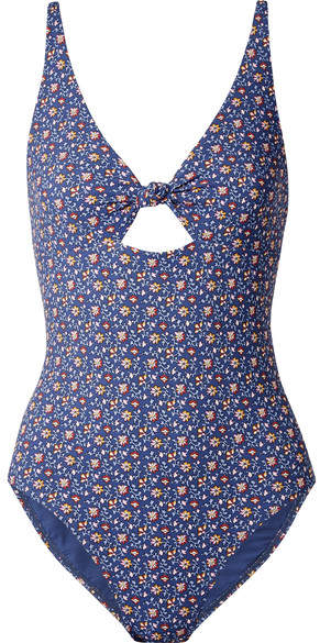 Palma Cutout Floral-print Swimsuit - Navy