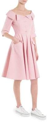 Off-The-Shoulder Checked Dress