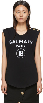 Balmain Black Three Button Tank Top Balmain Black Three Button Tank Top