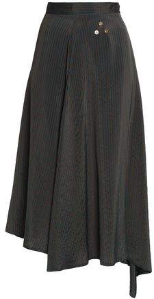 Striped Twill Midi Skirt