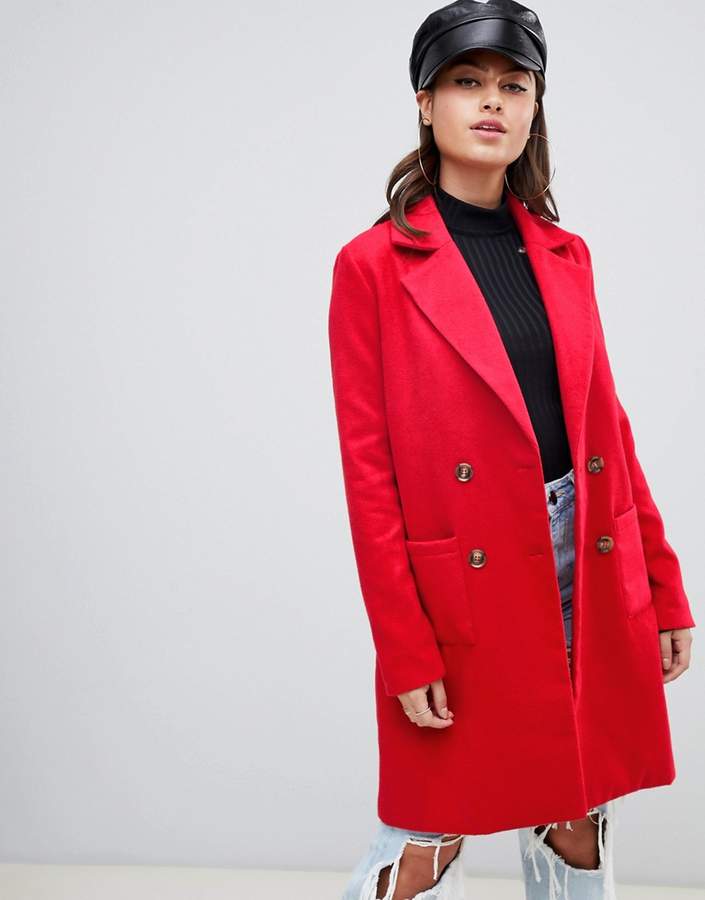 double breasted coat in red