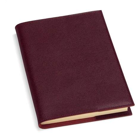 Saffiano A5 Refillable Leather Journal In Burgundy Saffiano