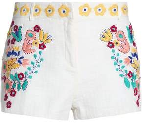 Embroidered Woven Cotton Shorts
