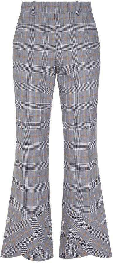 Flared Tailored Check Trousers