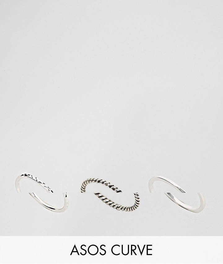 – 3er Packung fein verdrehter und glatter Ringe aus Sterlingsilber