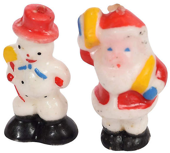 1950s Snowman & Santa Candles
