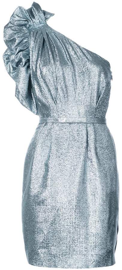 one-shoulder belted dress