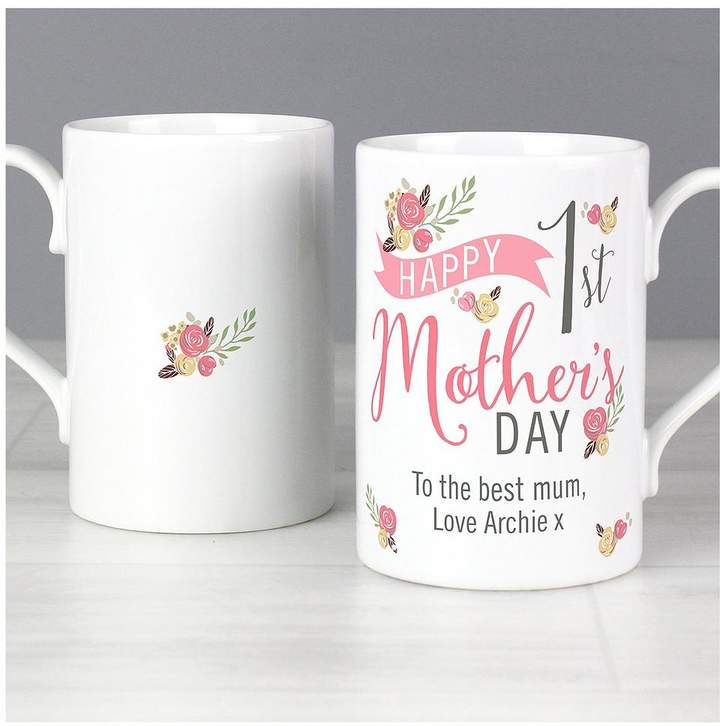 Personalised Floral Bouquet 1st Mothers Day Mug - Slim