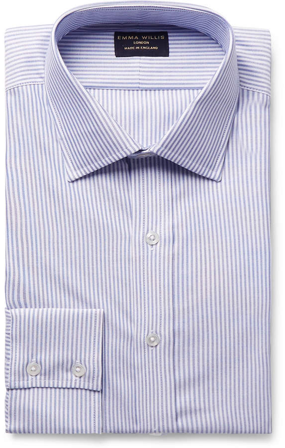 Emma Willis Light-Blue Slim-Fit Striped Cotton Oxford Shirt