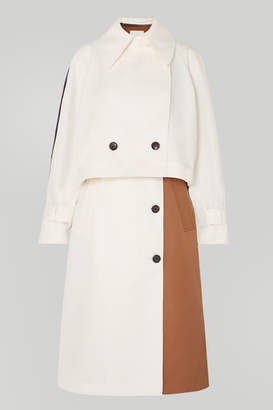 Tibi Convertible Color-block Twill Trench Coat - Ivory Tibi Convertible Color-block Twill Trench Coat - Ivory