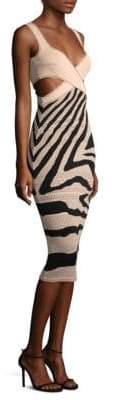 Knit Cross-Front Zebra Dress