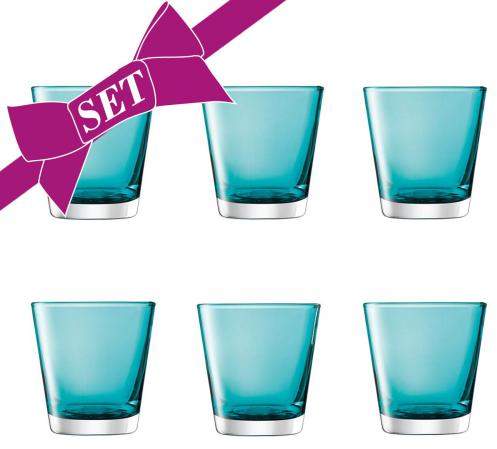 Wasserglas 6er Set, Asher pfauenblau