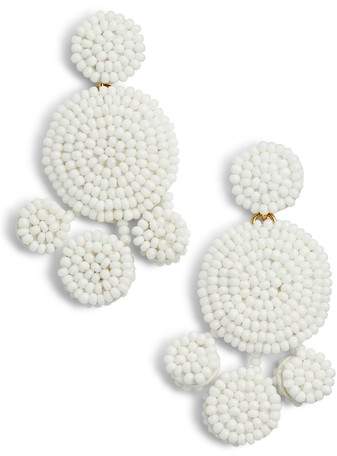 Beaded Disc Chandelier Earrings