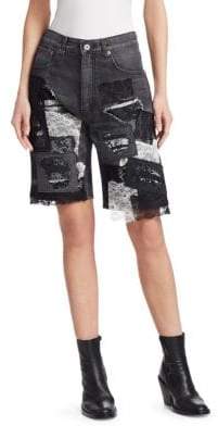 Lace Trim Denim Bermuda Shorts