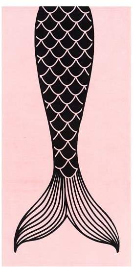 The Emily & Meritt Mermaid Tail Beach Towel, 32X64, Blush/Black