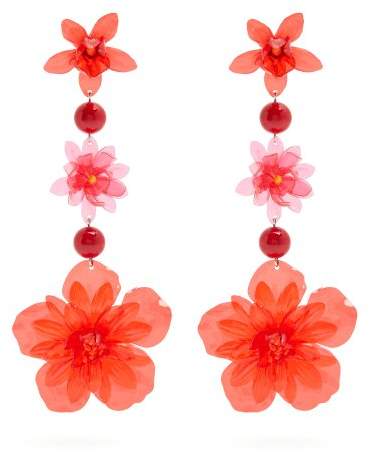 Aloha flower and bead-embellished earrings