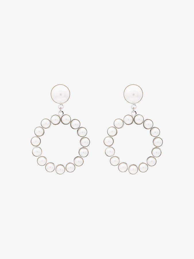 Alessandra Rich Faux pearl circle earrings with pearl clip